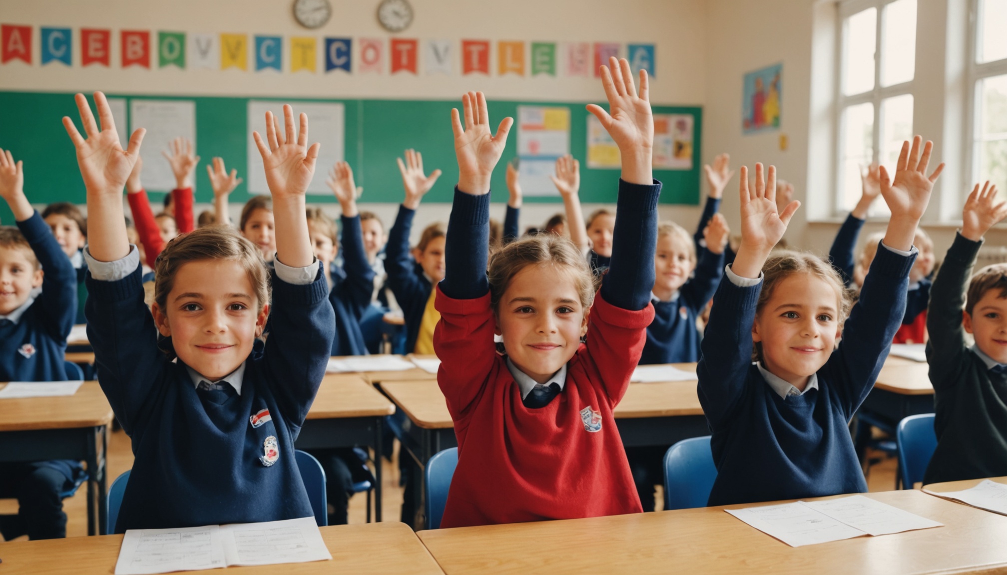 Enfants votant en classe, illustration du conseil municipal des enfants de Paimpol